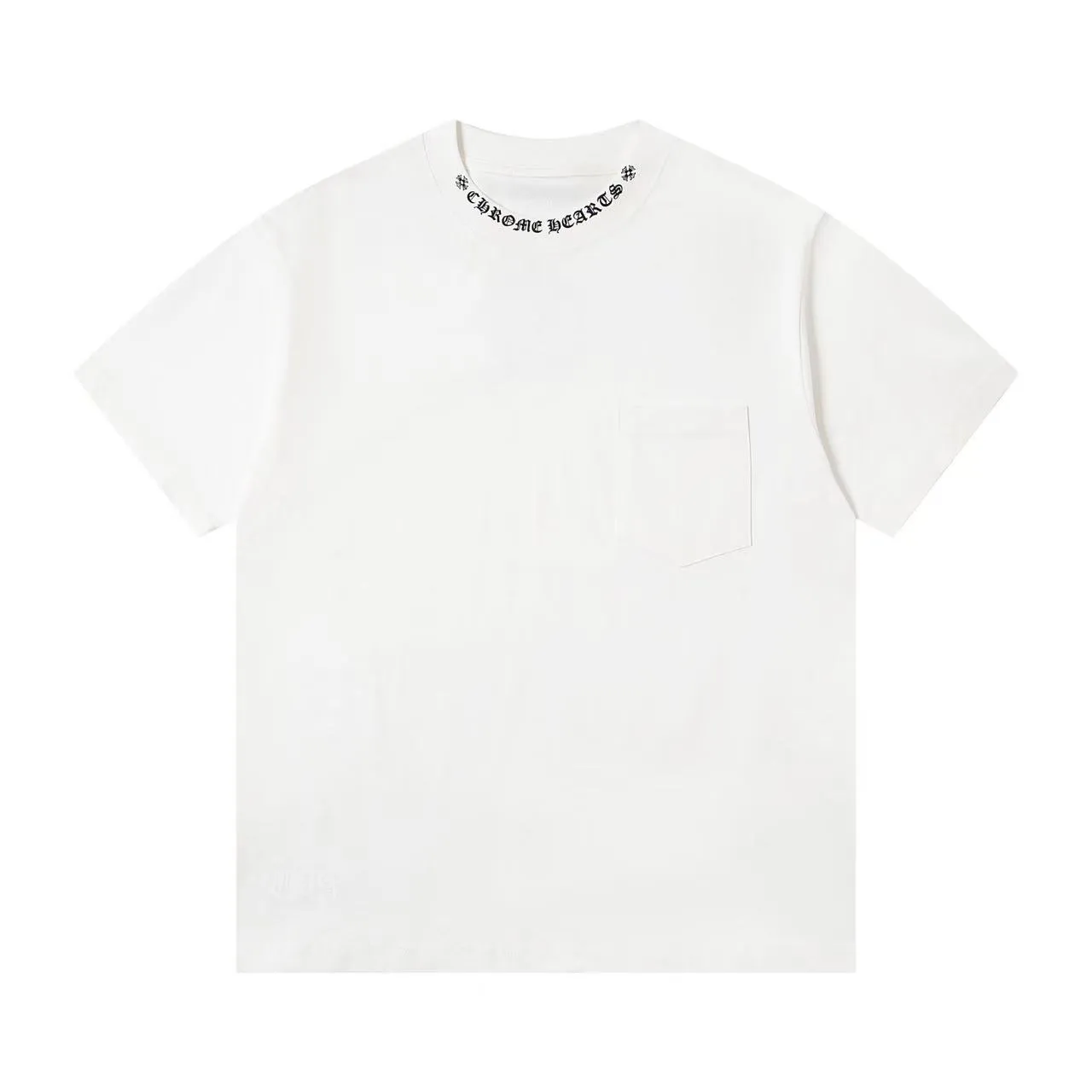 🅿️170 Chrome heart*/Chrome heart ch 25ss early spring new Sanskrit pocket short sleeves ·280 grams of 100% cotton double yarn jersey fabric ·Special thickened 32 pieces of double-strand 1x1 thread in the same cylinder custom dyeing ·Double-needle stitching and cross-stitching technology ·Original main mark washed tag Color: black white Size: XS-L